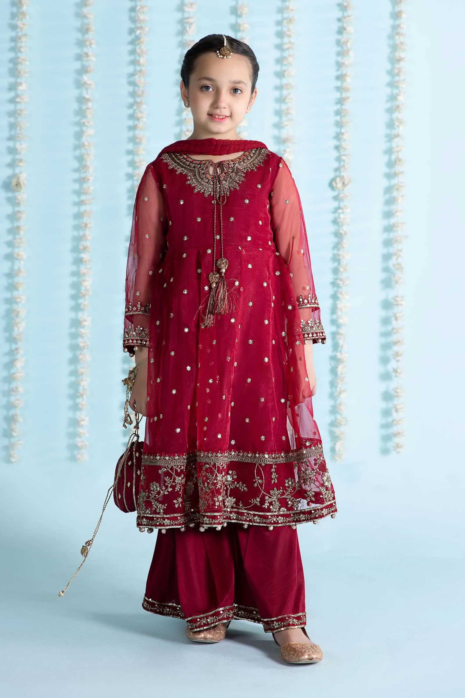 3 Piece Embroidered Organza Suit | MKS-EA24-28