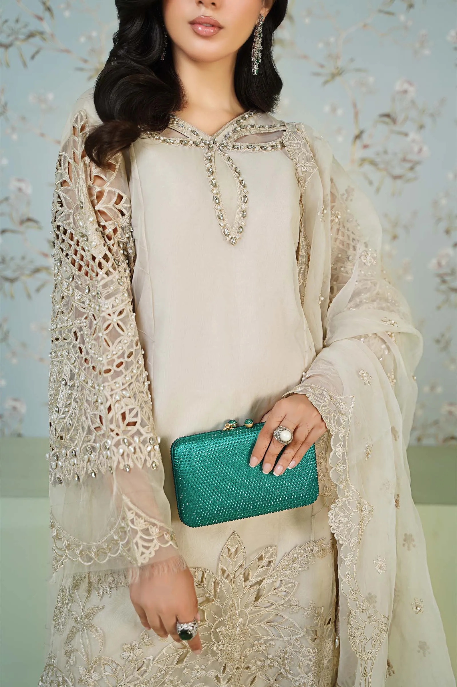 3 Piece Embroidered Organza Suit | SF-EA24-91