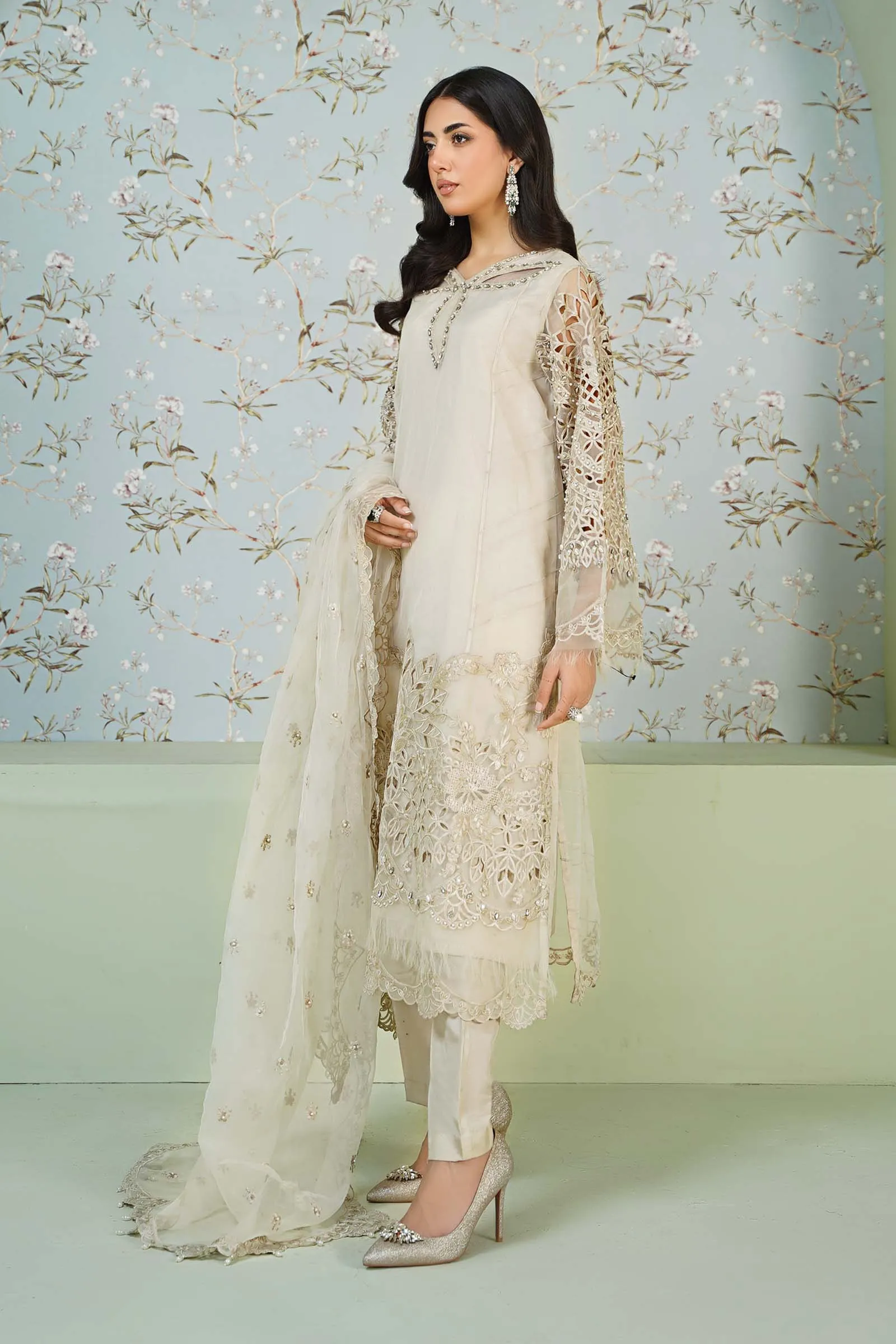 3 Piece Embroidered Organza Suit | SF-EA24-91