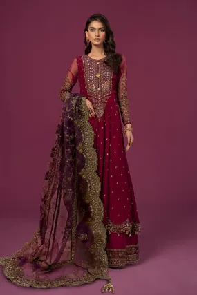 3 Piece Embroidered Raw Silk Suit | SF-EF24-06