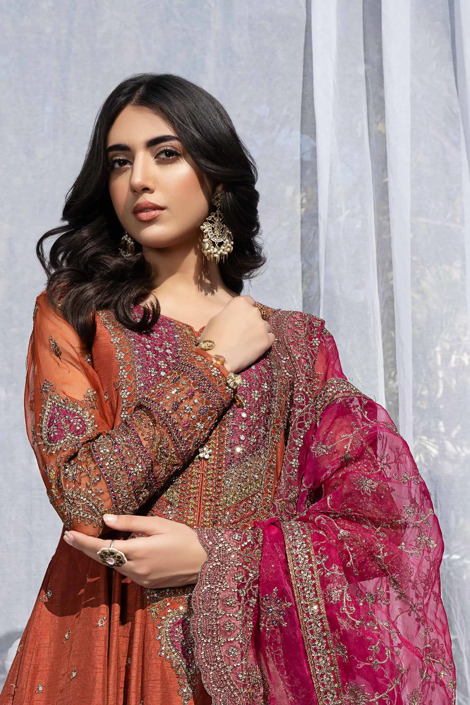 3 Piece Embroidered Raw Silk Suit | SF-EF24-06