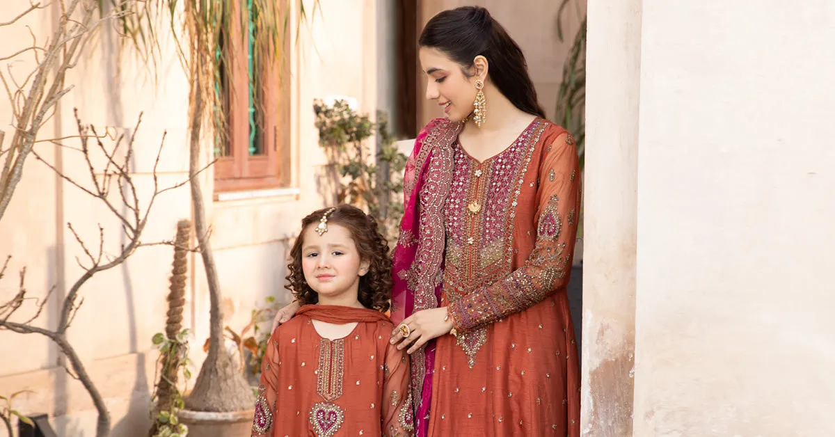 3 Piece Embroidered Raw Silk Suit | SF-EF24-06