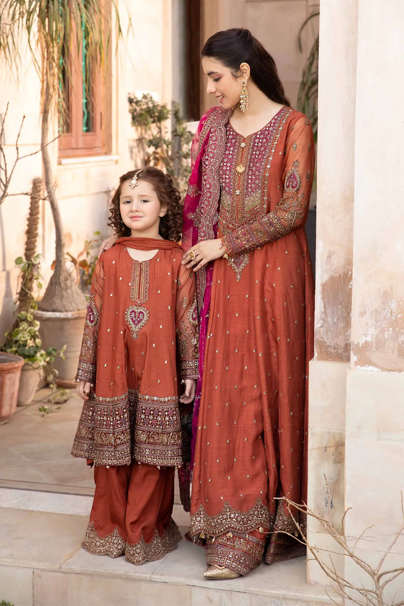 3 Piece Embroidered Raw Silk Suit | SF-EF24-06