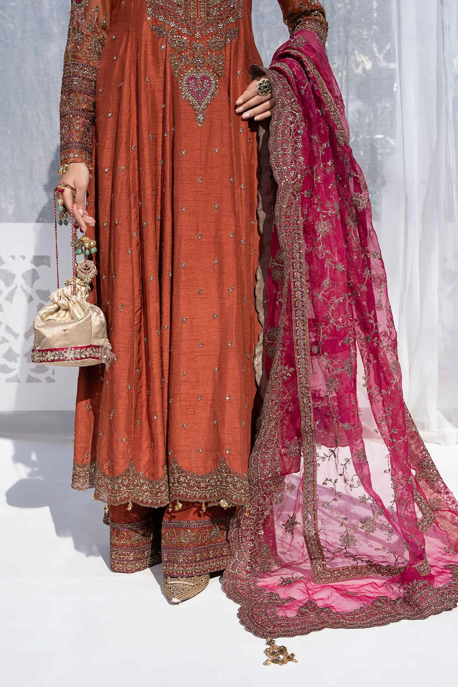 3 Piece Embroidered Raw Silk Suit | SF-EF24-06