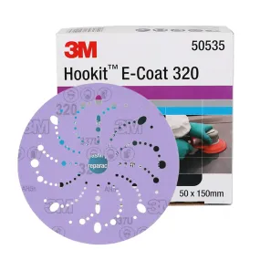 3M Hookit E-Coat 150mm 320 Grit Abrasive Sanding Discs 50535 x 50 Pack