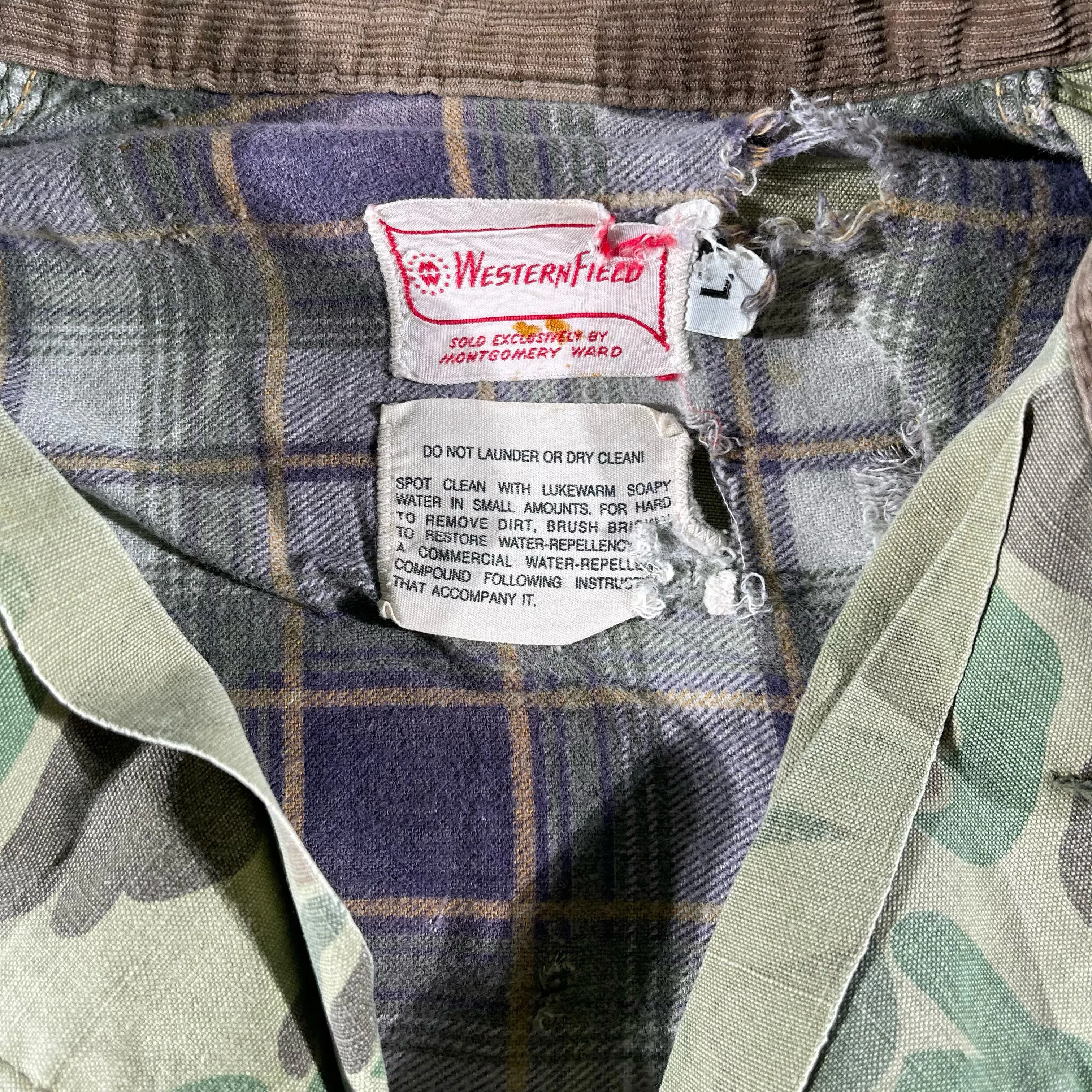 60s Faded Duck Camo Hunting Chore Coat- L