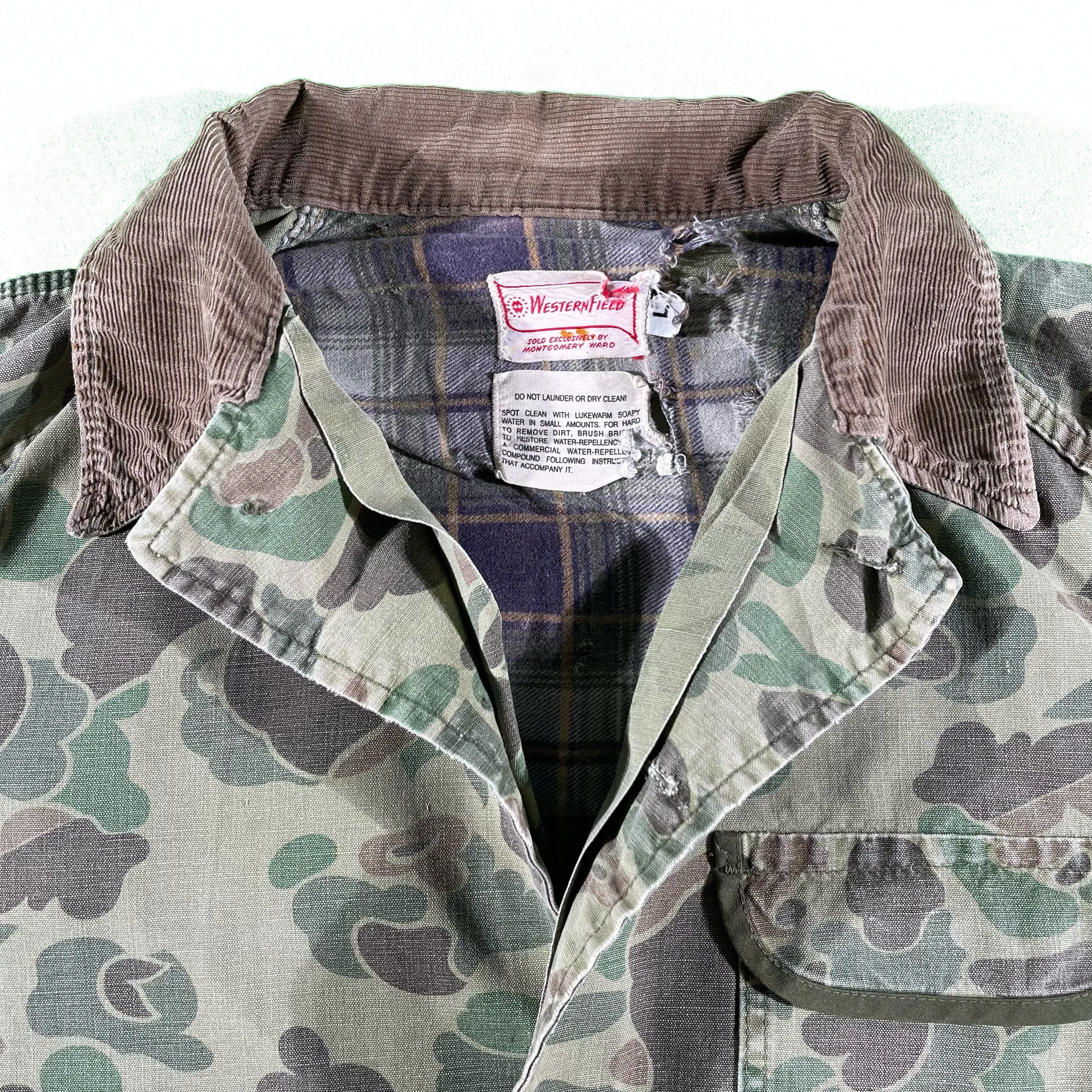 60s Faded Duck Camo Hunting Chore Coat- L