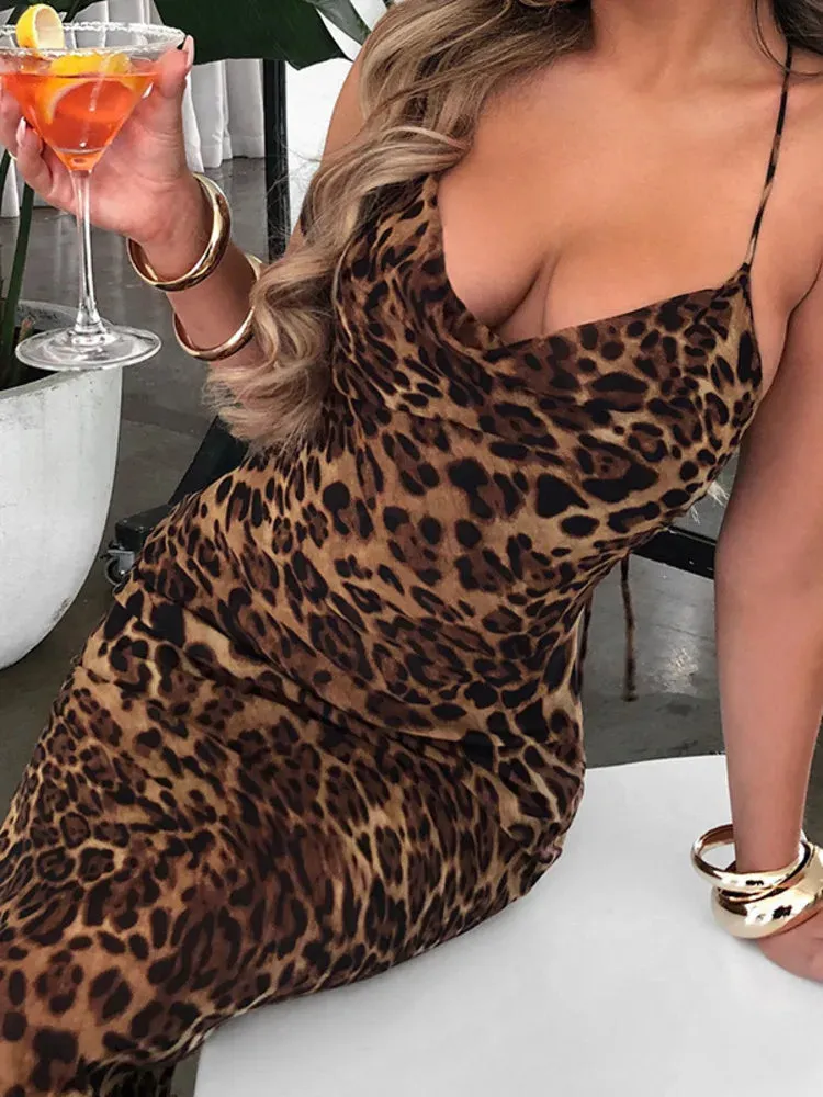 A&A Elegant Leopard Print Maxi Dress