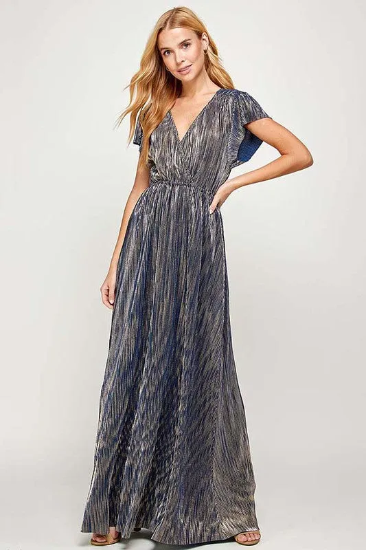 Abigail V-Neck Maxi Dress in Navy