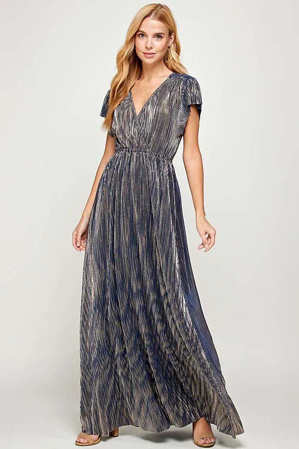 Abigail V-Neck Maxi Dress in Navy