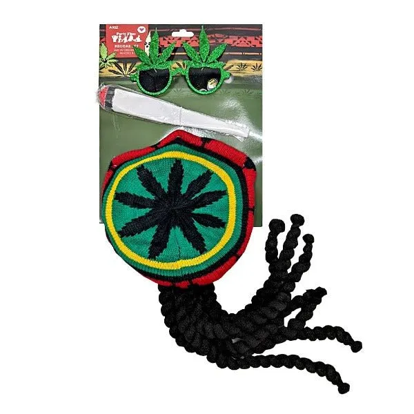 Adult Rasta Reggae Style Instant Dress Up Set