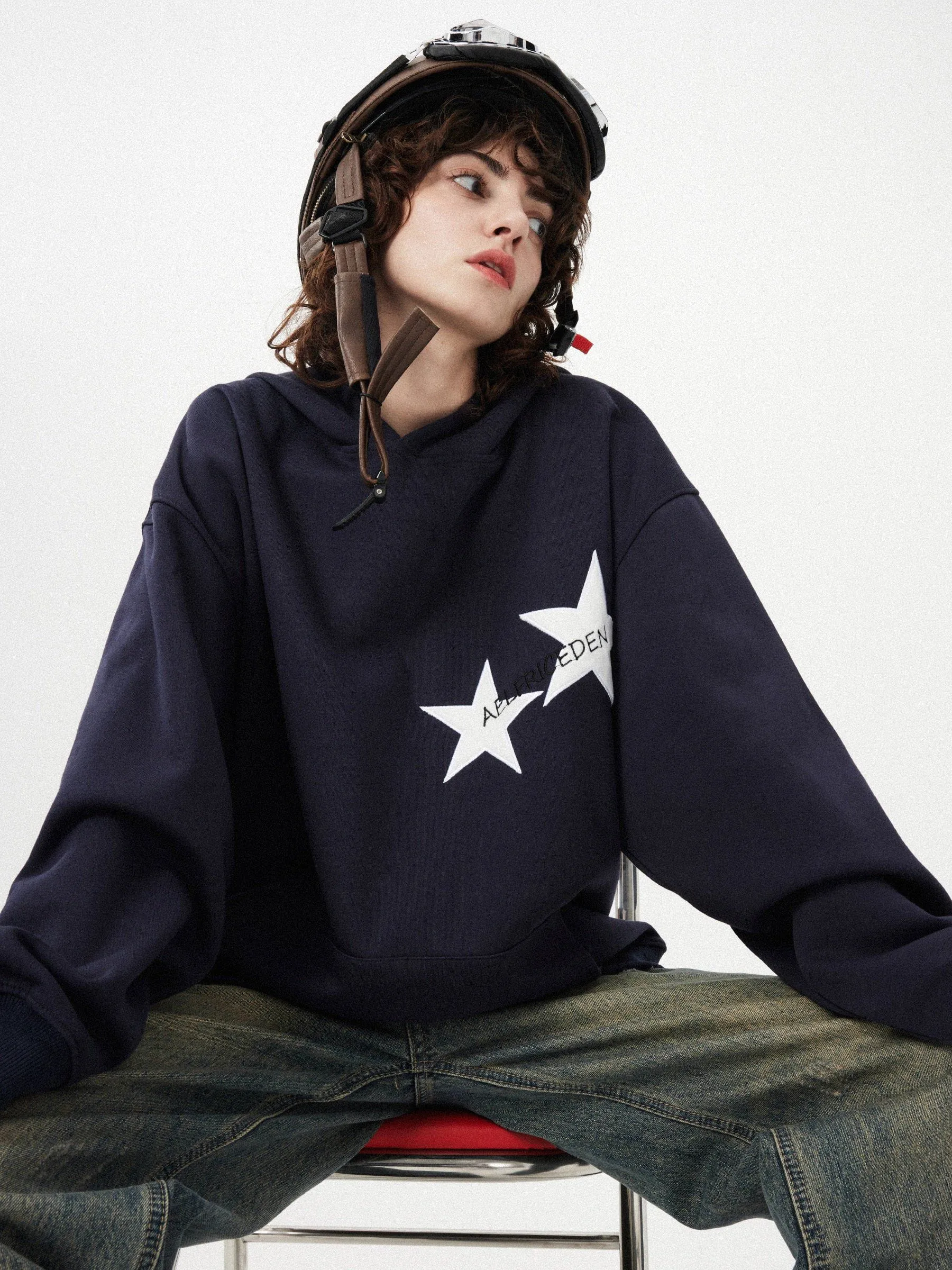 Aelfric Eden Star Print Color Contrast Hoodie