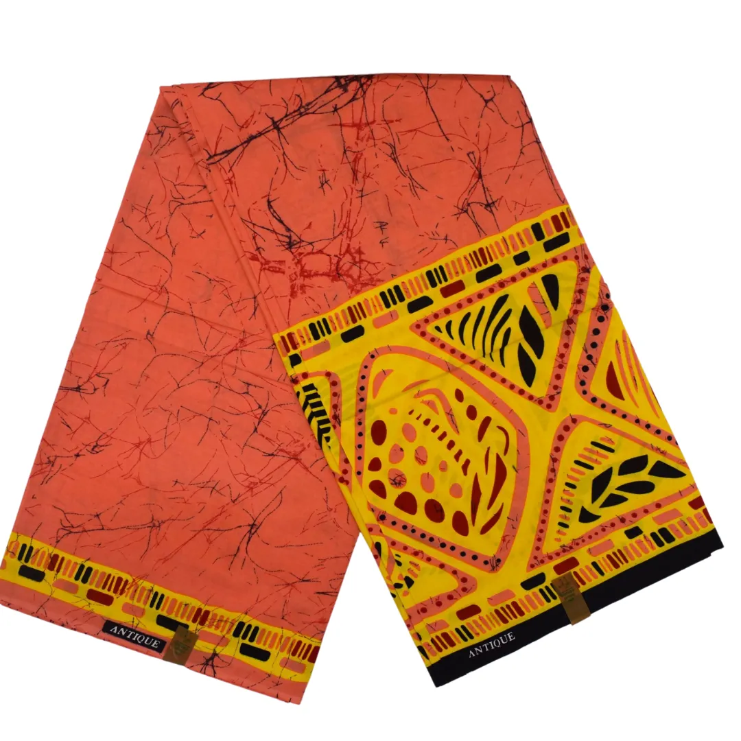 African Print Batik Fabric Coral Vibes - CA151