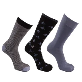 Airplane 3 Pack Men's Crew Socks