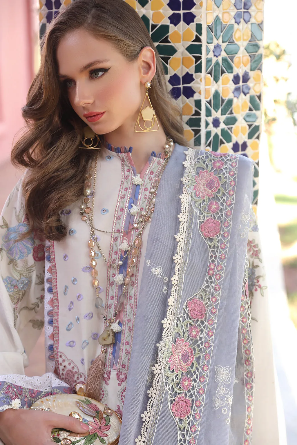 AJR Moksha Alif Luxury Lawn Collection – Noor-e-Jaan