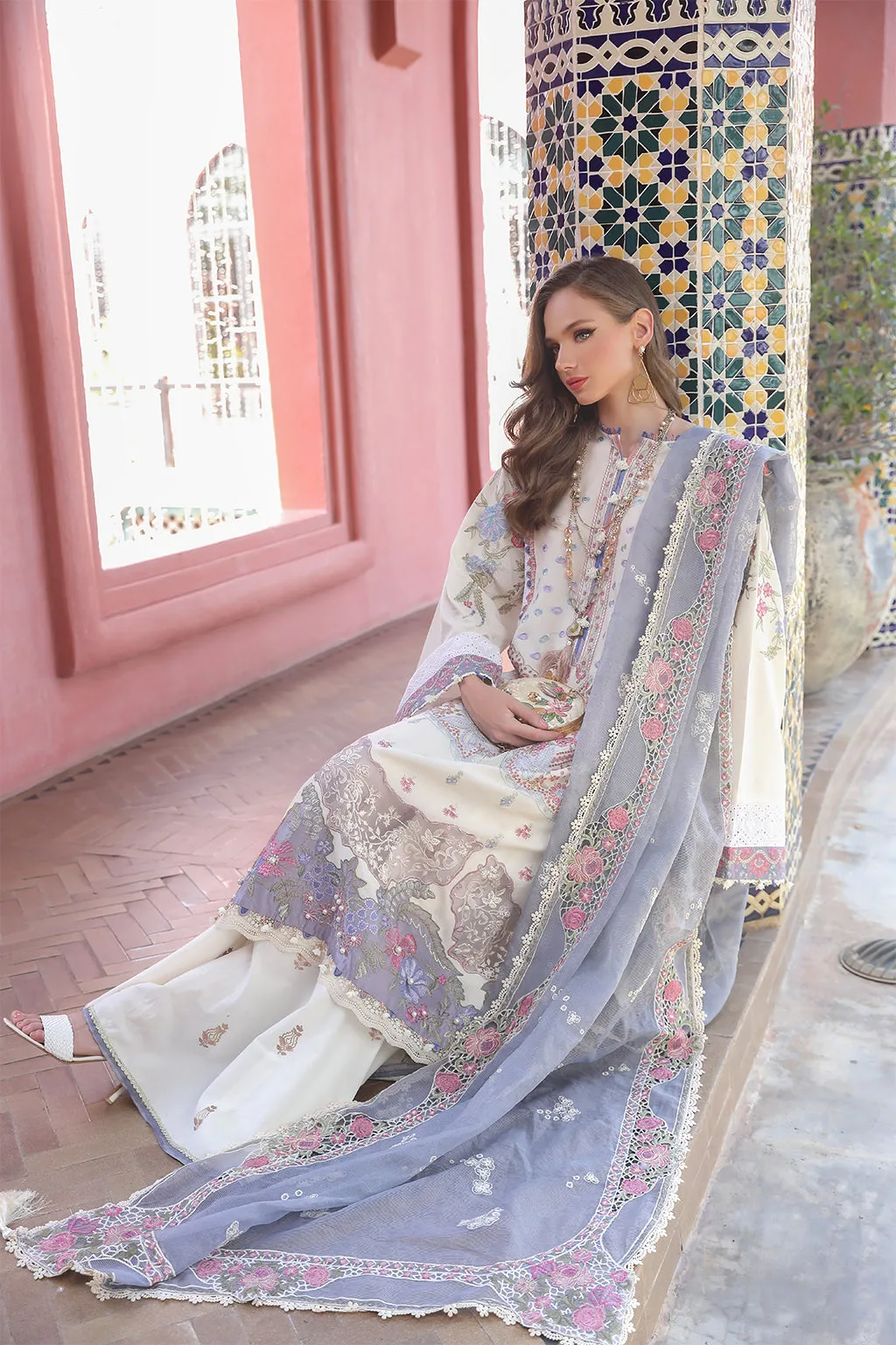 AJR Moksha Alif Luxury Lawn Collection – Noor-e-Jaan