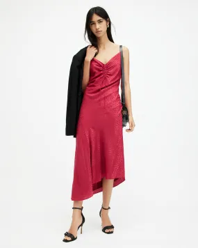 Alexia Jacquard V-Neck Midi Slip Dress