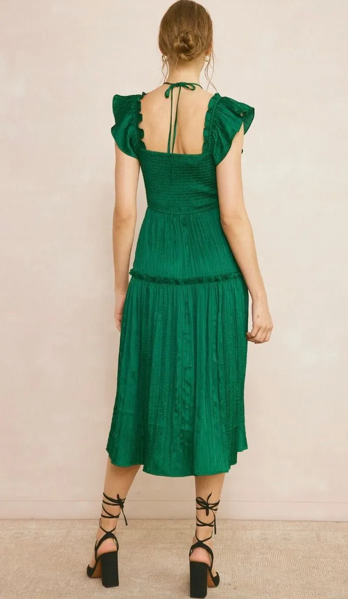 Allure Satin Dress Hunter Green