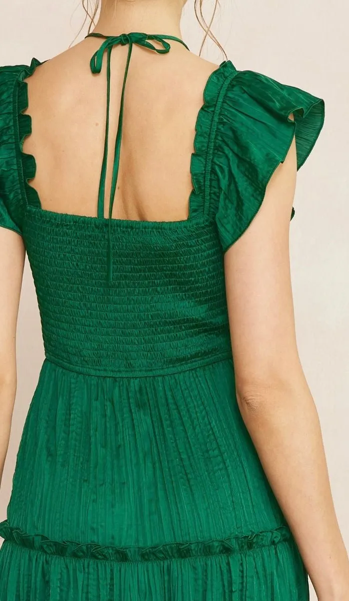 Allure Satin Dress Hunter Green