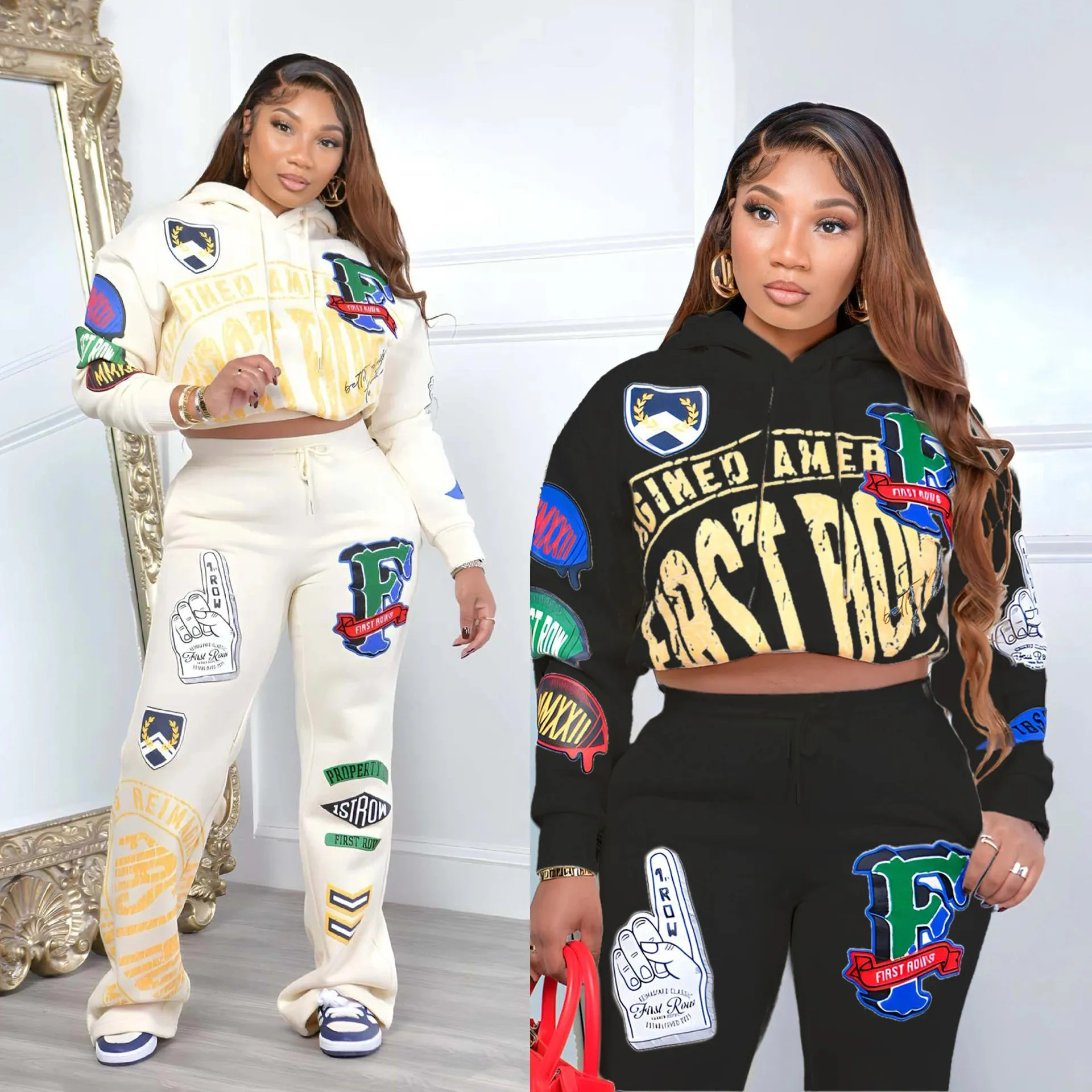 Amanda Hoodie Fleece Tops 2 Piece Pant Sets Sweatsuits