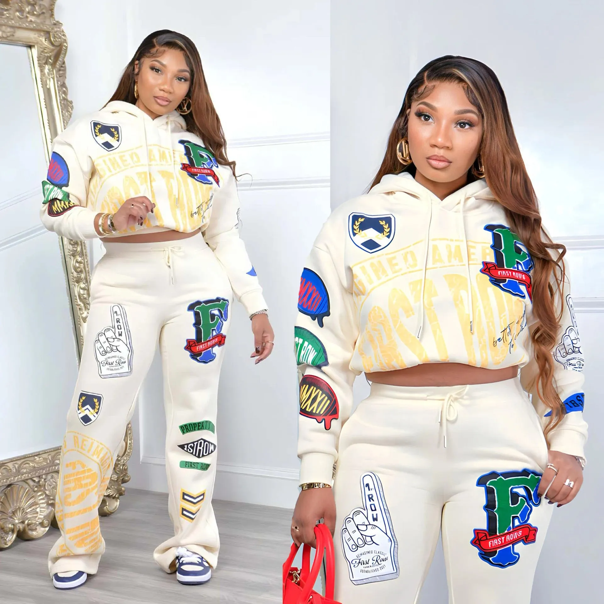 Amanda Hoodie Fleece Tops 2 Piece Pant Sets Sweatsuits