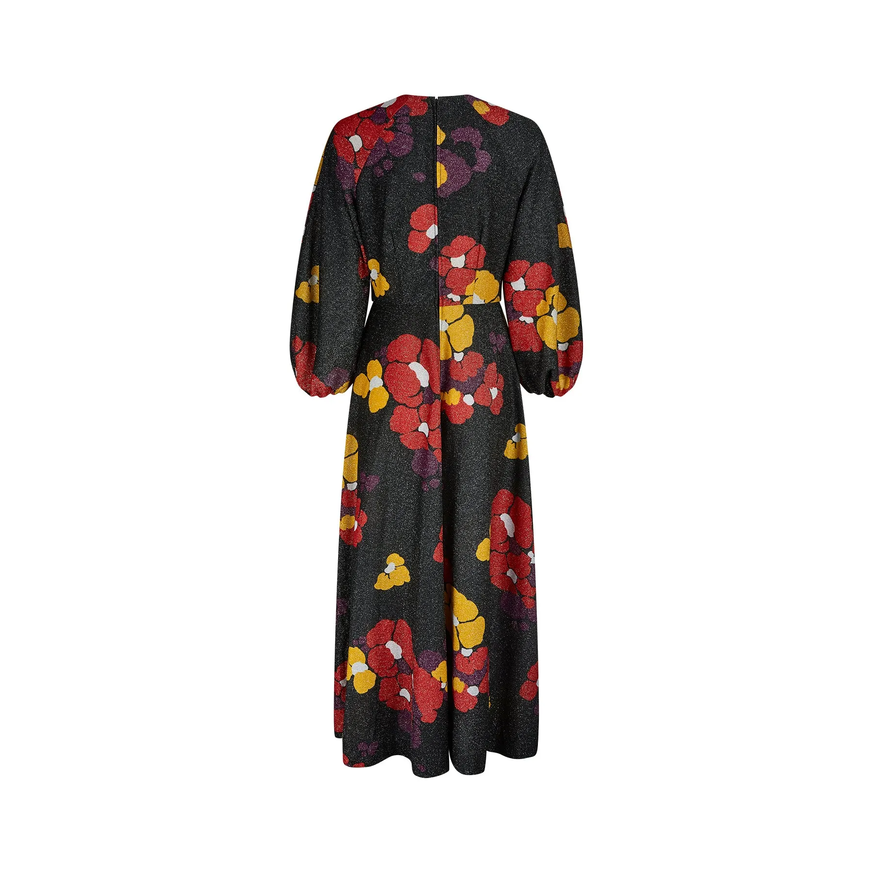 ARCHIVE: 1970s Floral Lame Maxi Dress