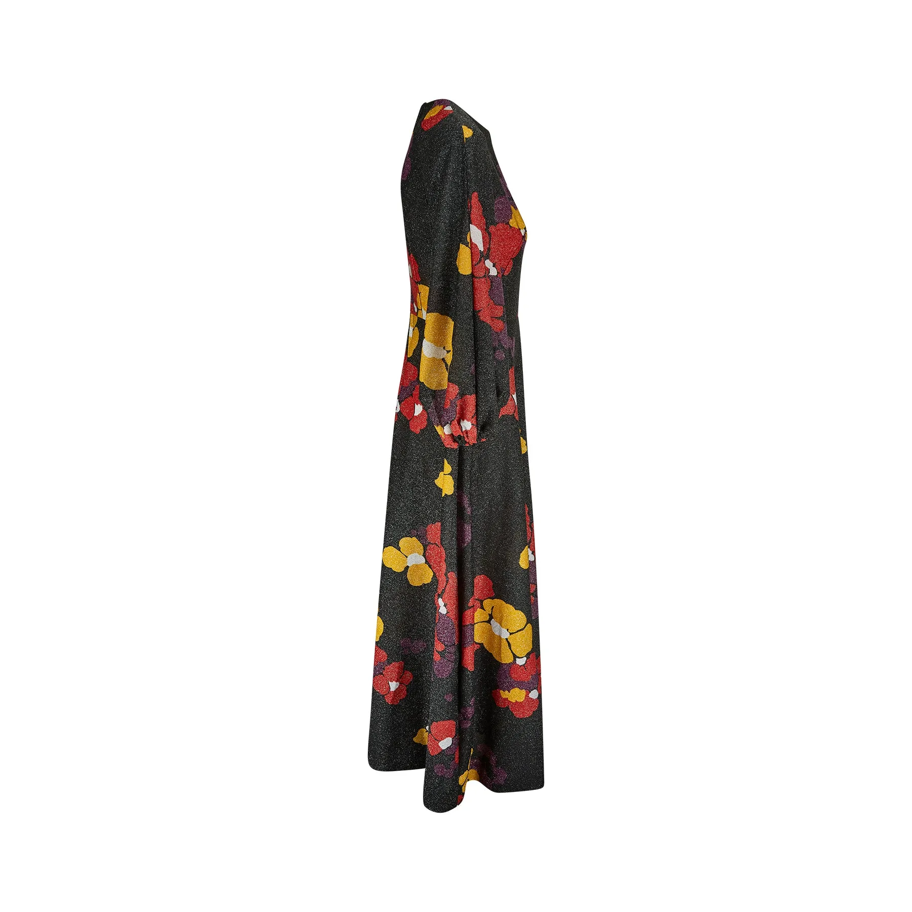 ARCHIVE: 1970s Floral Lame Maxi Dress