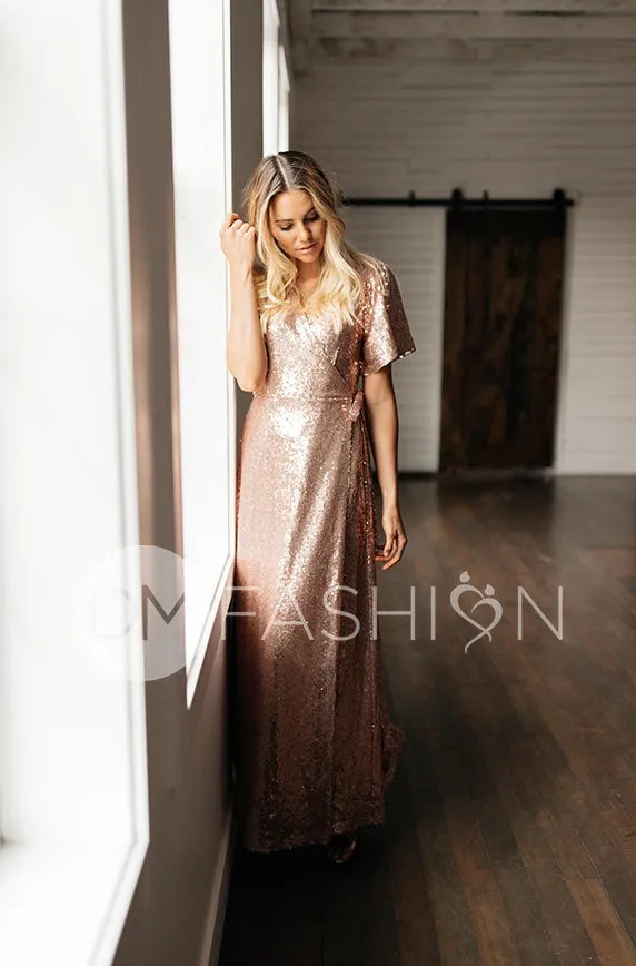 Aria Rose Gold Sequin Dress - DM Exclusive - Nursing Friendly - Maternity Friendly - FINAL SALE