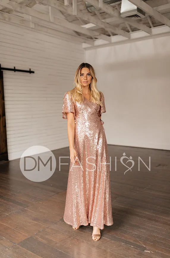 Aria Rose Gold Sequin Dress - DM Exclusive - Nursing Friendly - Maternity Friendly - FINAL SALE