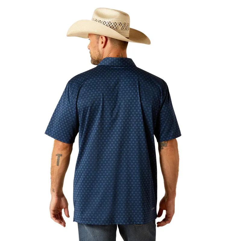 'Ariat' Men's Charger 2.0 Printed Polo - Dress Blues