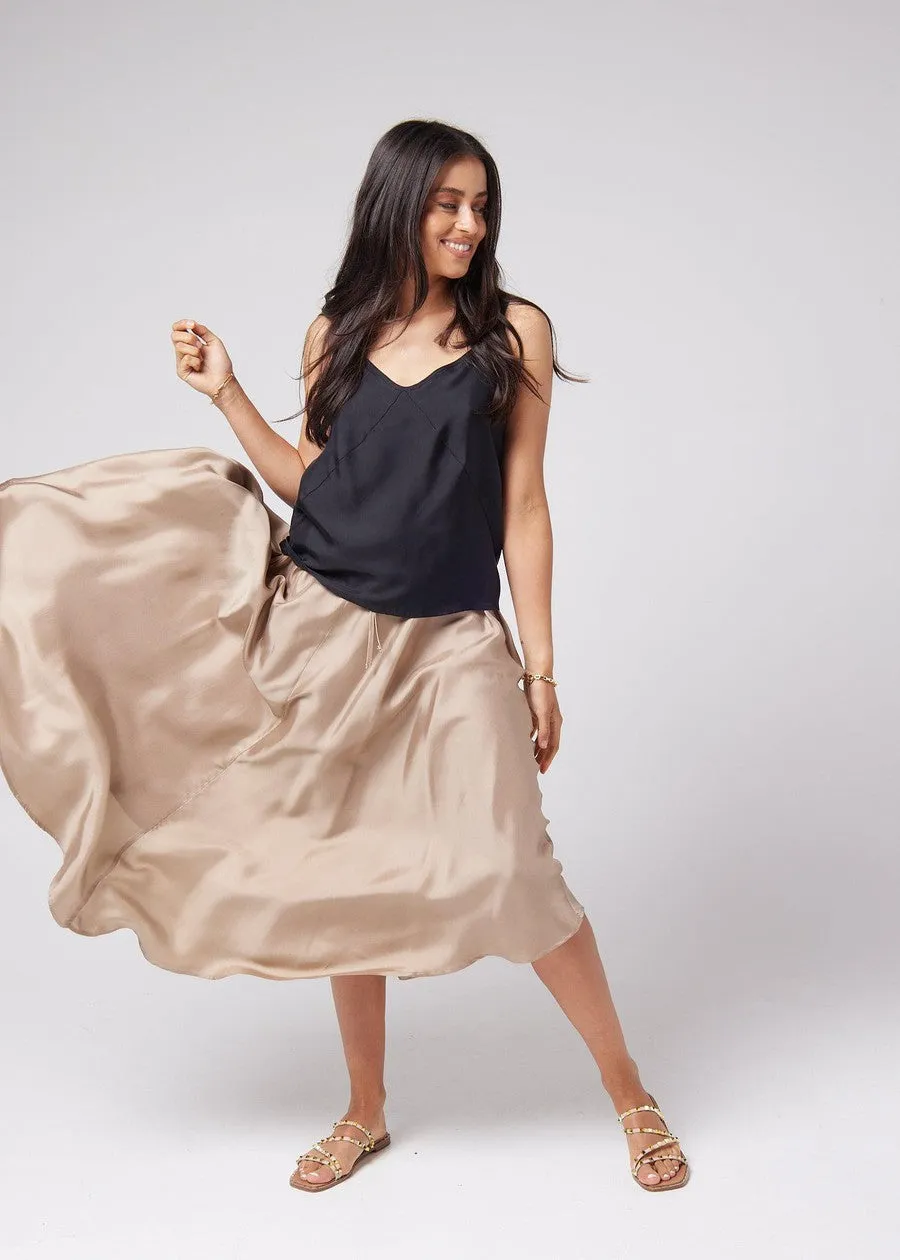 Aster Silk Maxi Skirt - Bronze