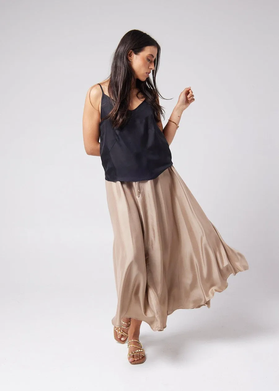 Aster Silk Maxi Skirt - Bronze