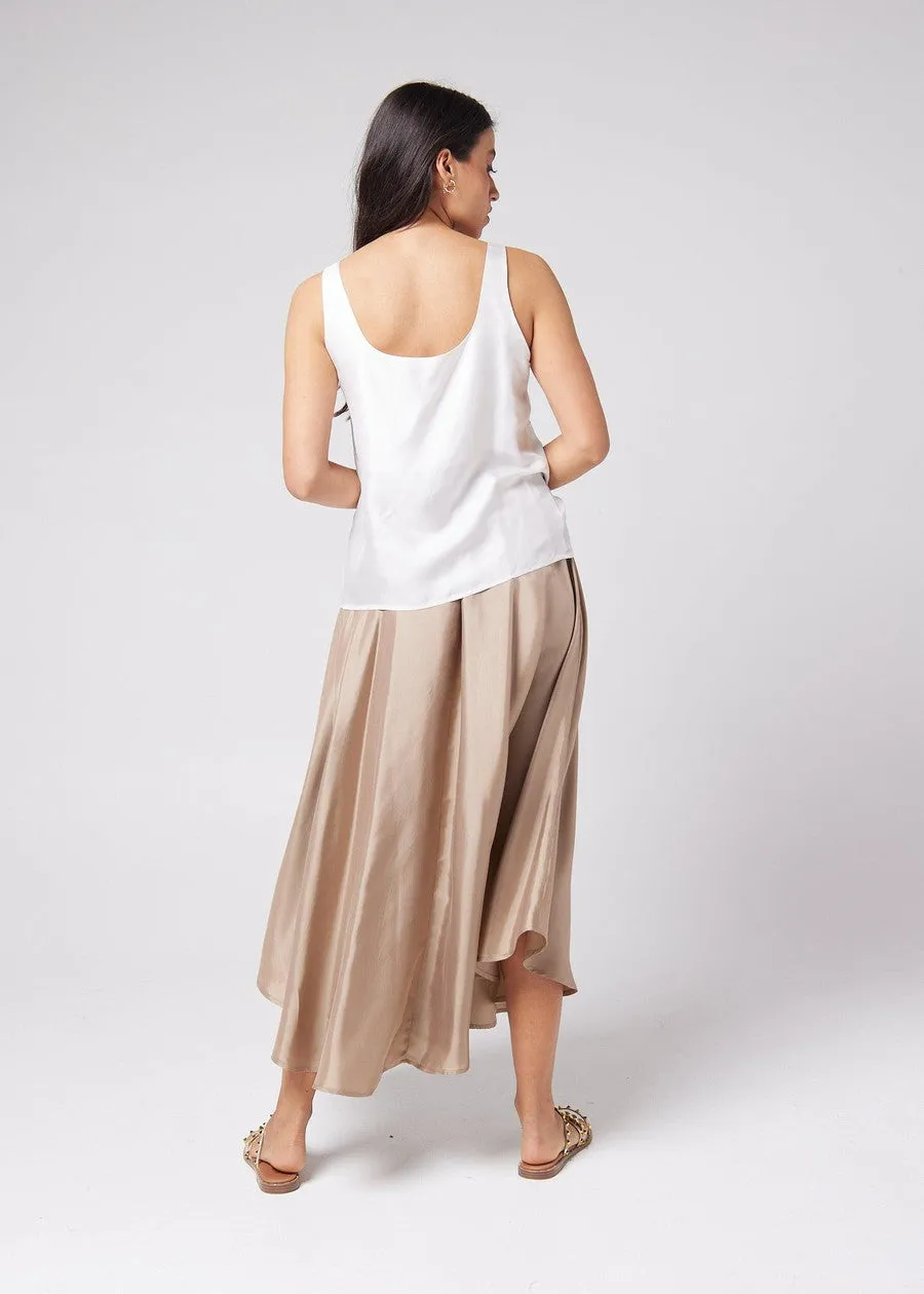 Aster Silk Maxi Skirt - Bronze