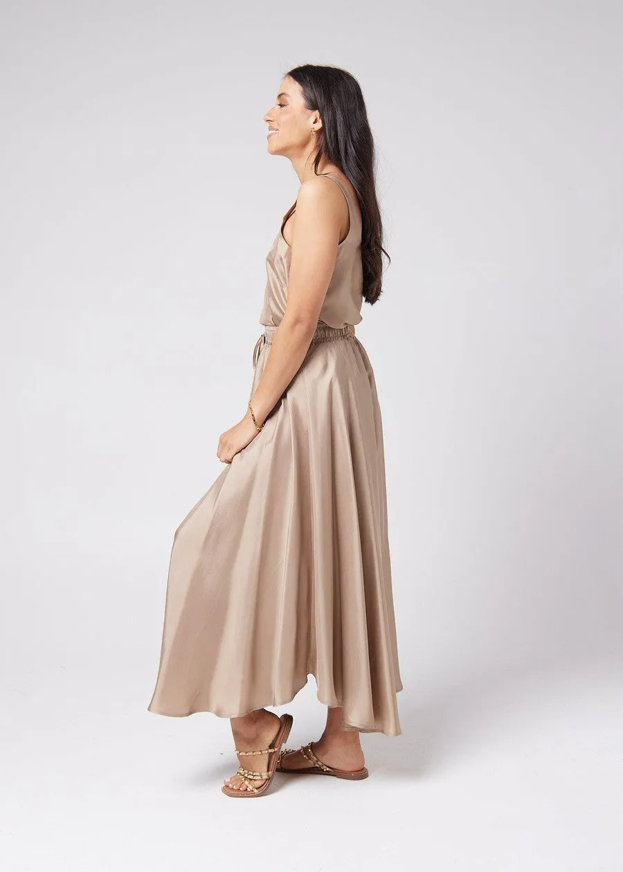 Aster Silk Maxi Skirt - Bronze