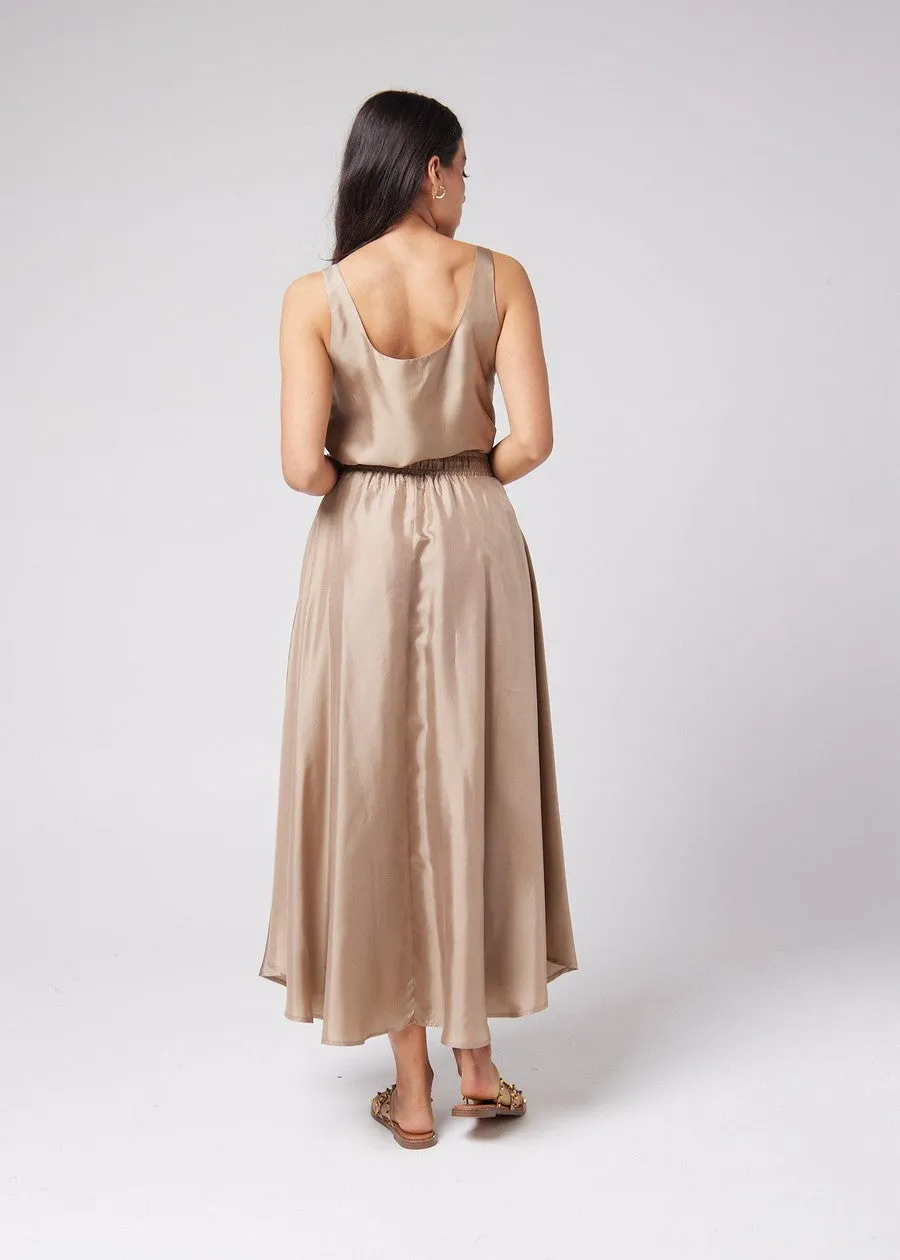 Aster Silk Maxi Skirt - Bronze