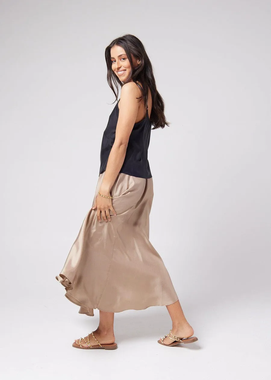 Aster Silk Maxi Skirt - Bronze