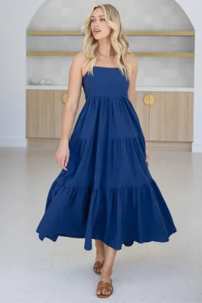 Athena Square Neck Maxi Dress Navy