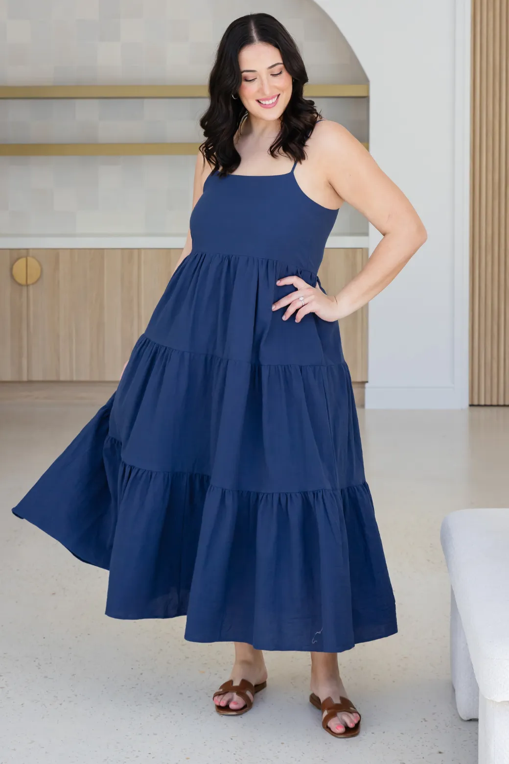 Athena Square Neck Maxi Dress Navy