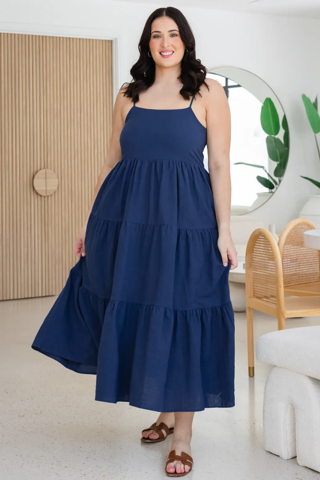 Athena Square Neck Maxi Dress Navy