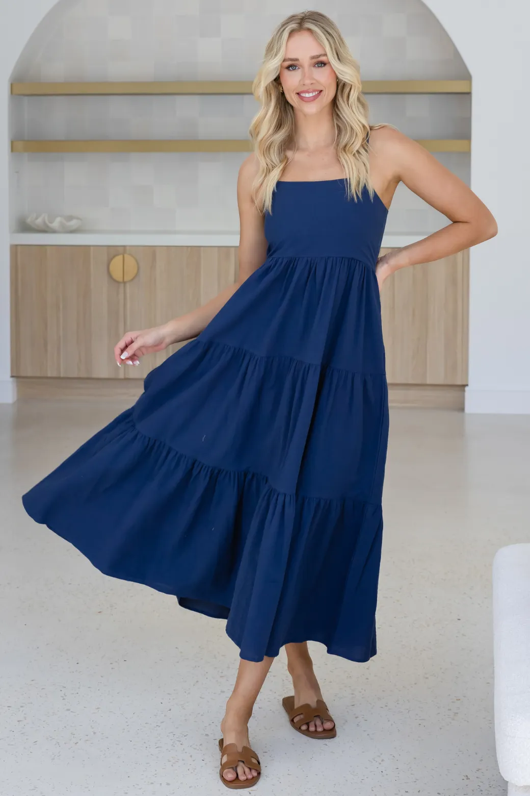 Athena Square Neck Maxi Dress Navy