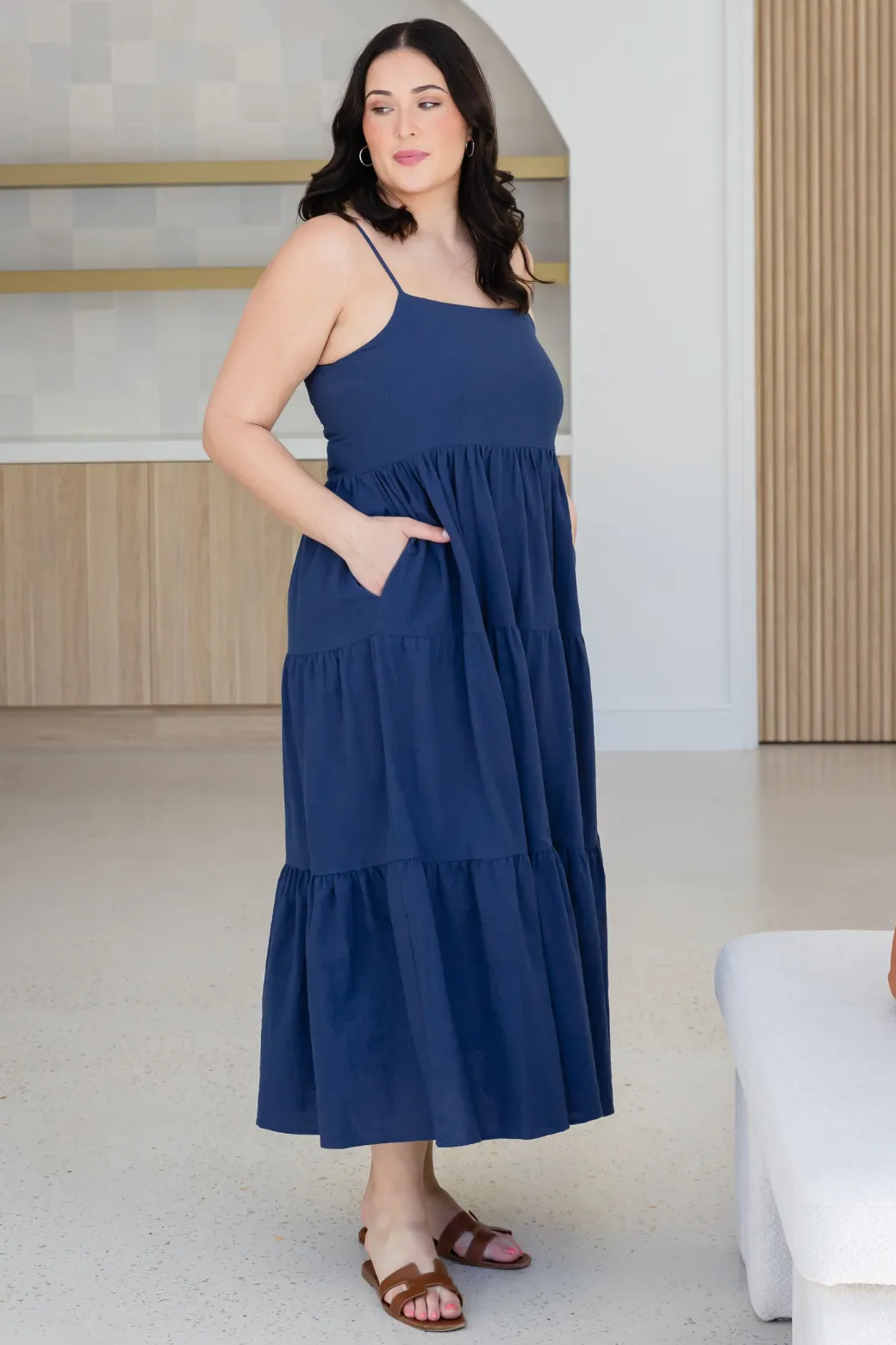 Athena Square Neck Maxi Dress Navy