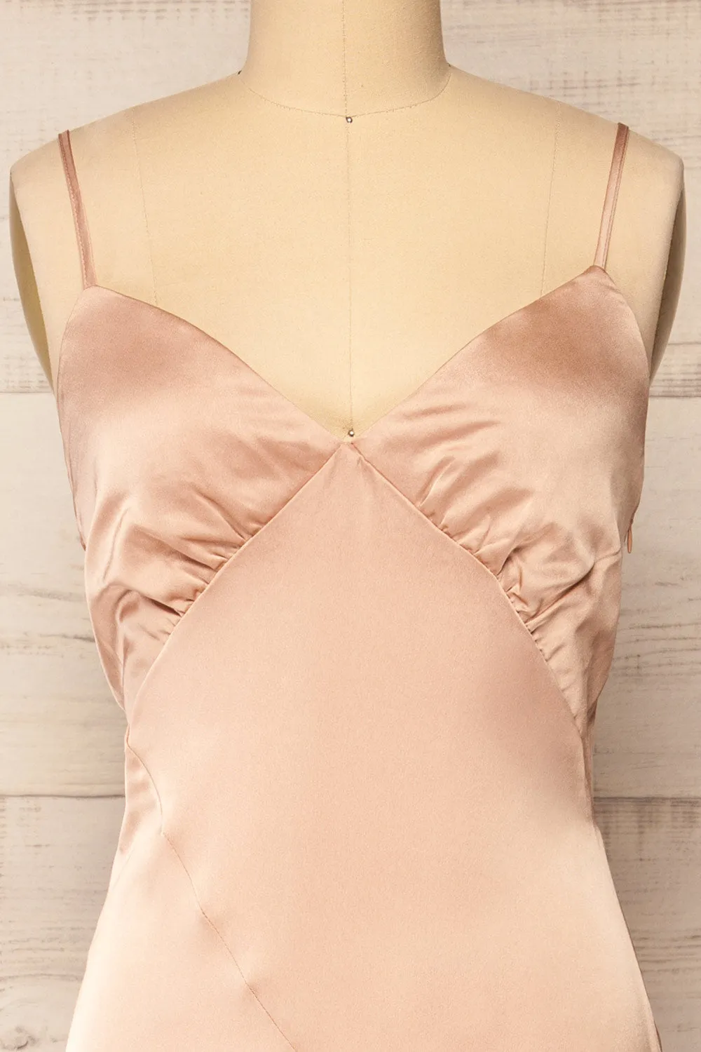 Athy Champagne | Satin Midi Dress