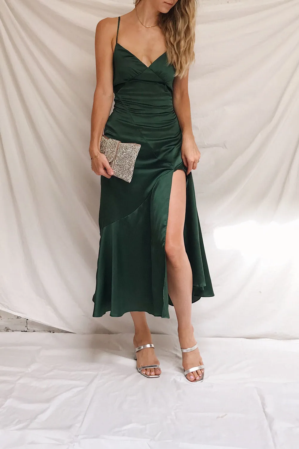 Athy Green | Satin Midi Dress