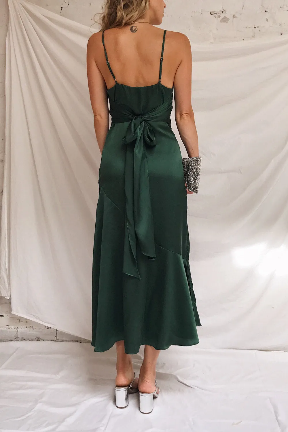 Athy Green | Satin Midi Dress