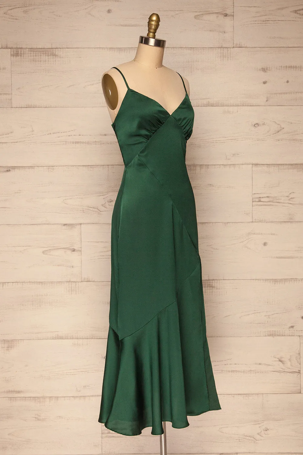 Athy Green | Satin Midi Dress