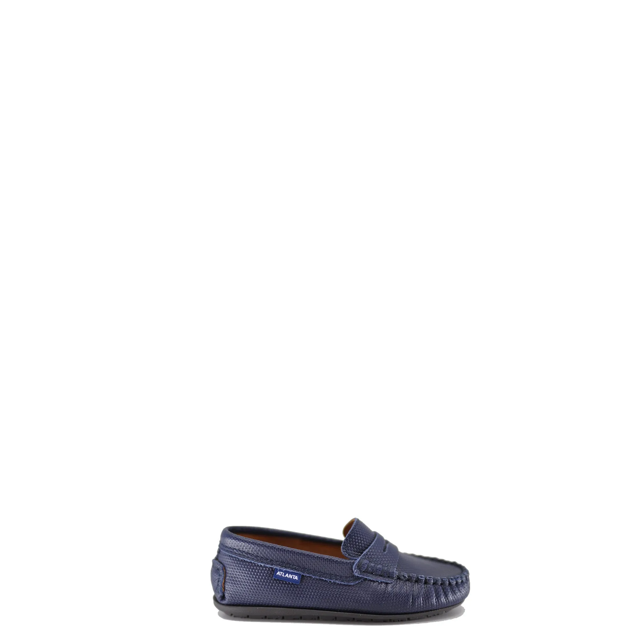 Atlanta Mocassin Navy Textured Leather Penny Loafer