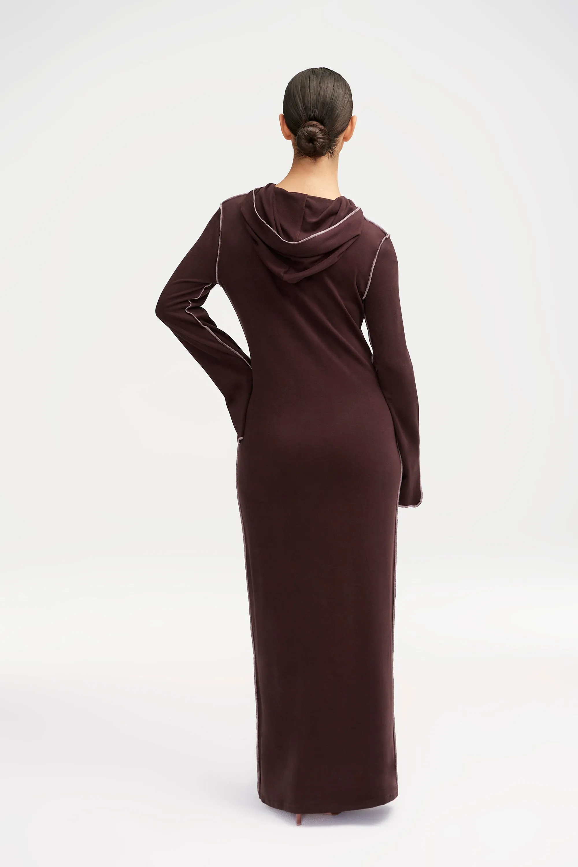 Ava Sweater Hoodie Maxi Dress - Chocolate