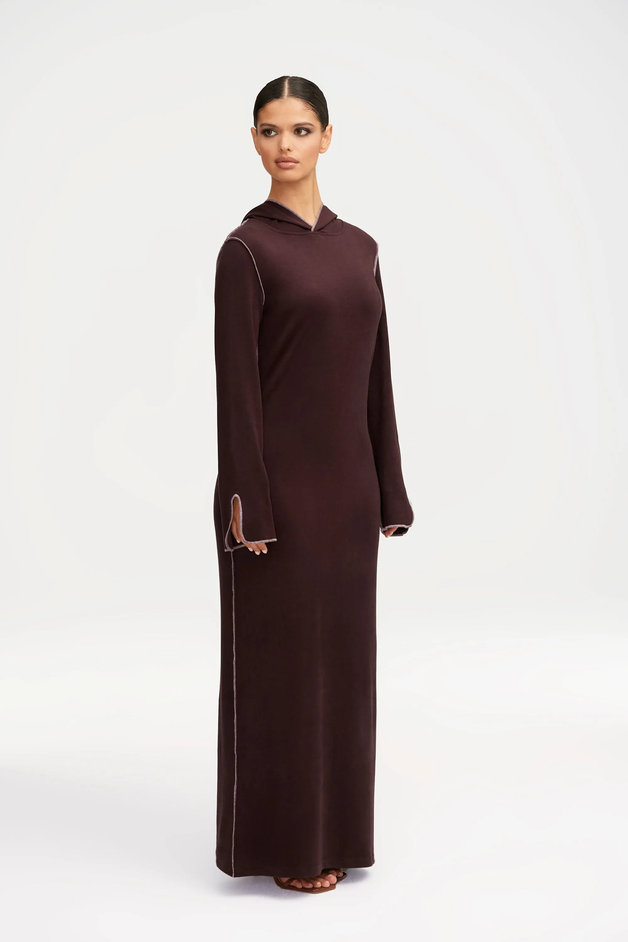 Ava Sweater Hoodie Maxi Dress - Chocolate