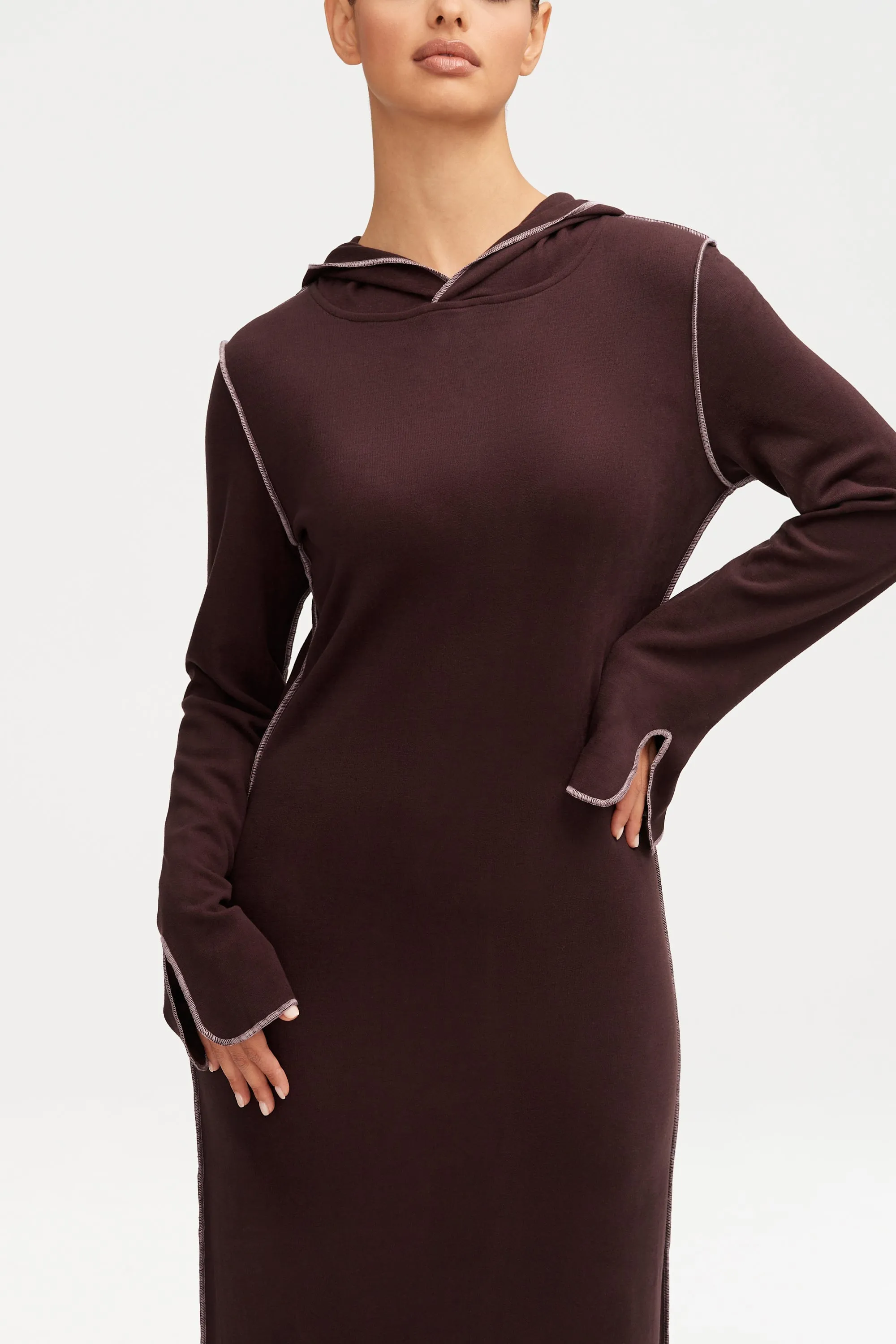 Ava Sweater Hoodie Maxi Dress - Chocolate