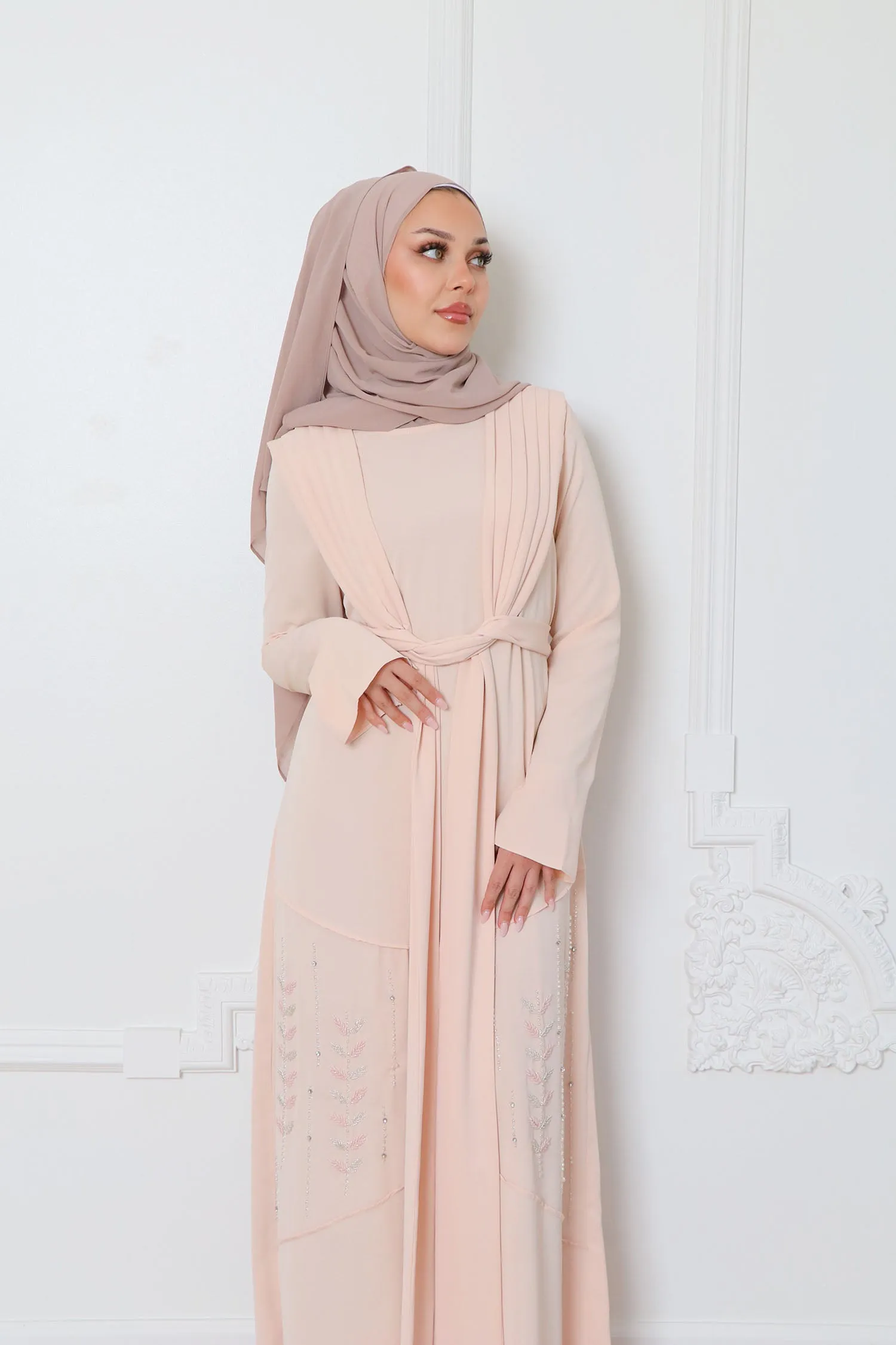 Ayanna Beaded Wrap Dress- Blush Pink